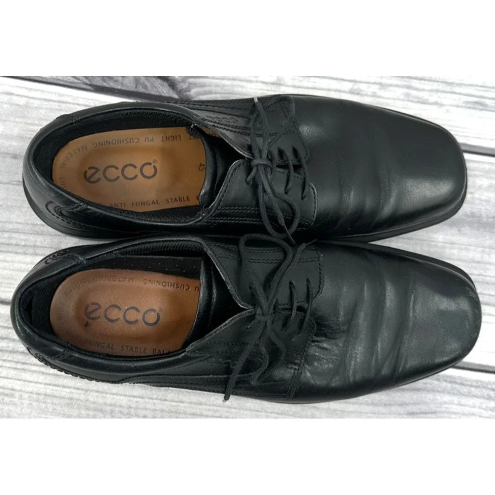 ECCO HELSINKI SQUARE TOE OXFORD DRESS SHOES Men's Size EU 45 /US 11 - 11.5 BLACK